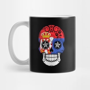 Serbian Flag Sugar Skull with Roses Mug